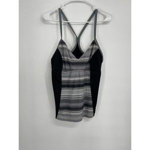 Nike Running Dri-Fit Tank‎ Top Women's XL Gray White Stripe Athletic Stretch